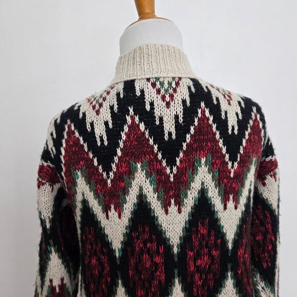 Vintage Y2K Mossimo Tribal Cardigan Grandpa Open Longline Cozy Women Medium - Picture 7 of 13